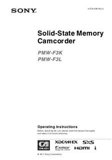 Sony PMW F3L manual. Camera Instructions.